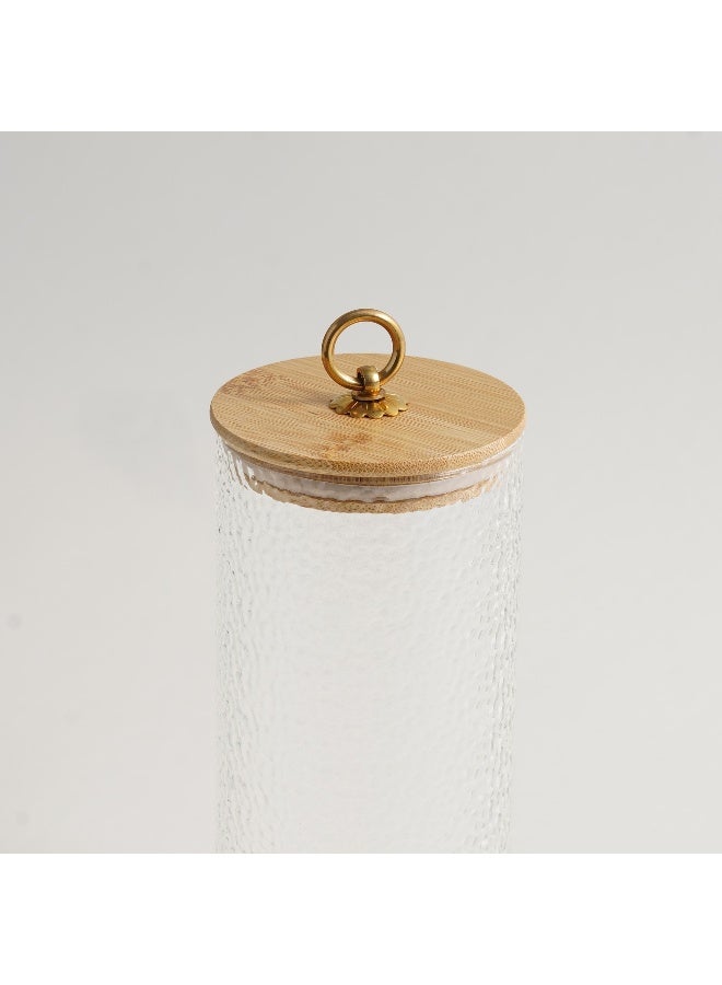ALBERTO وعاء زجاجي بغطاء من الخيزران 9*9*20.5 سم - Image 2