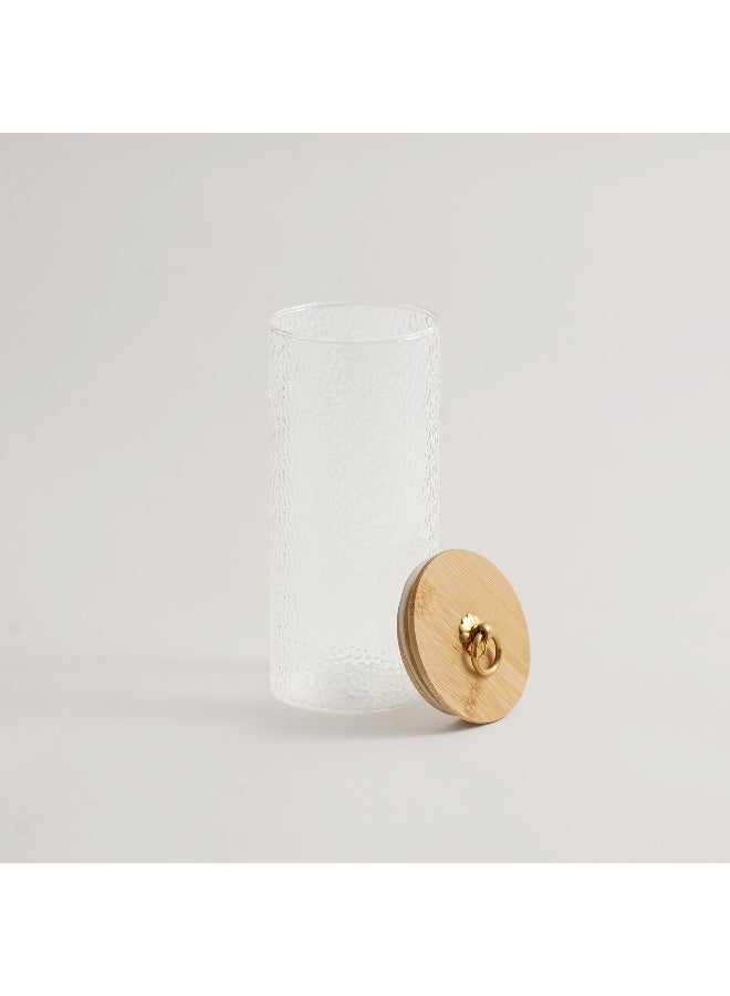 ALBERTO وعاء زجاجي بغطاء من الخيزران 9*9*20.5 سم - Image 3