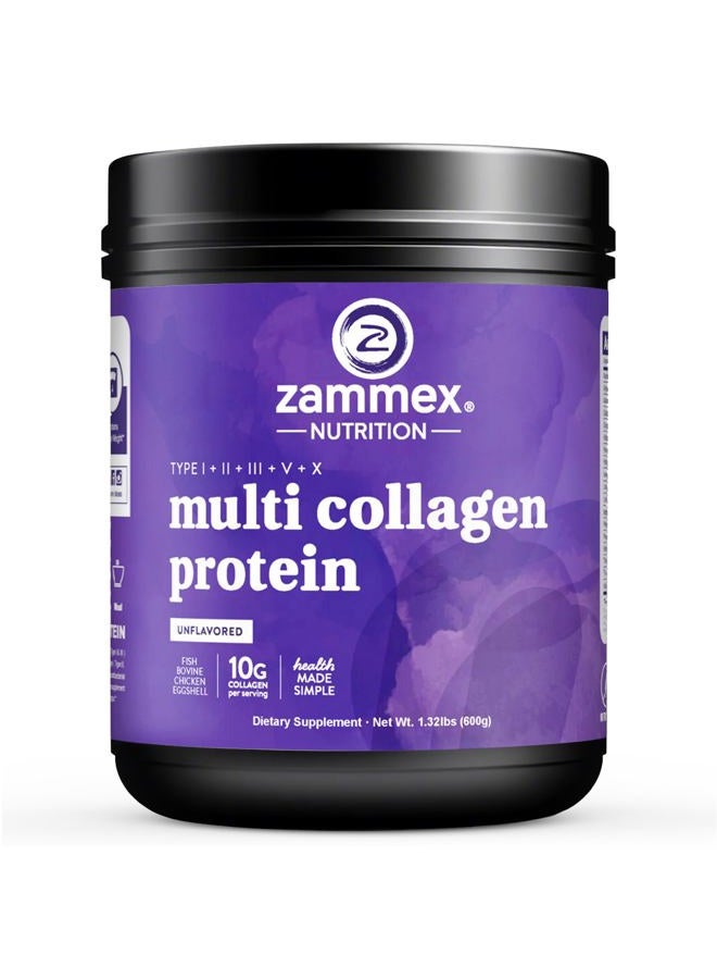 Multi-Collagen Protein Powder 620ml Best Value - Blend of Grass-Fed Beef, Wild Fish, Patent Formula-TendoGuard -Chicken, Eggshell Collagen Peptides, Providing Type I, II, III, V and X. - Image 1