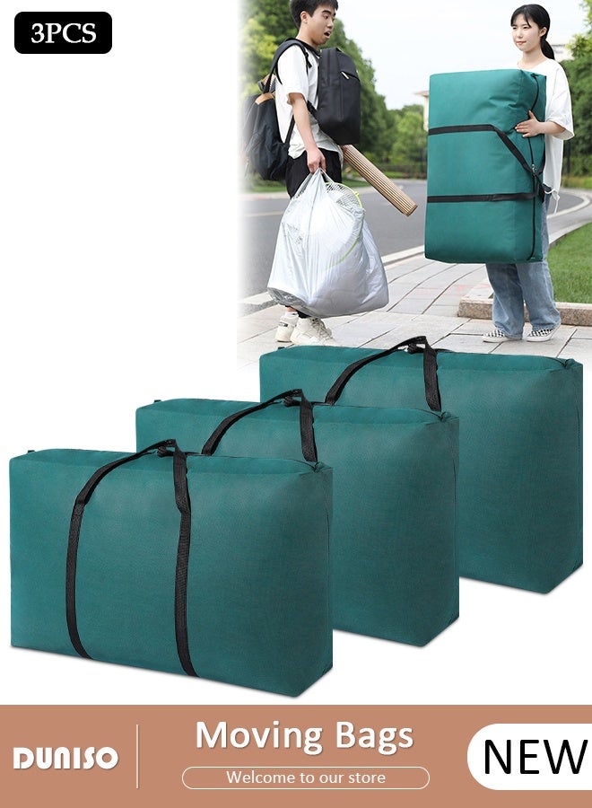 DUNISO 125L Collapsible Moving Bags, 3 Packs Organizing Bags with Zippers and Handles Storage Bag, Space Saving Clothes Storage Laundry Bag For Packing, House Essentials, Sustainable, Water-Resistant - Image 1