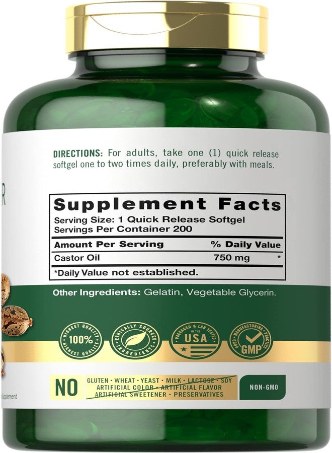 Carlyle Castor Oil 750mg | 200 Softgels | Traditional Herb | Non-GMO, Gluten Free Supplement - Image 2