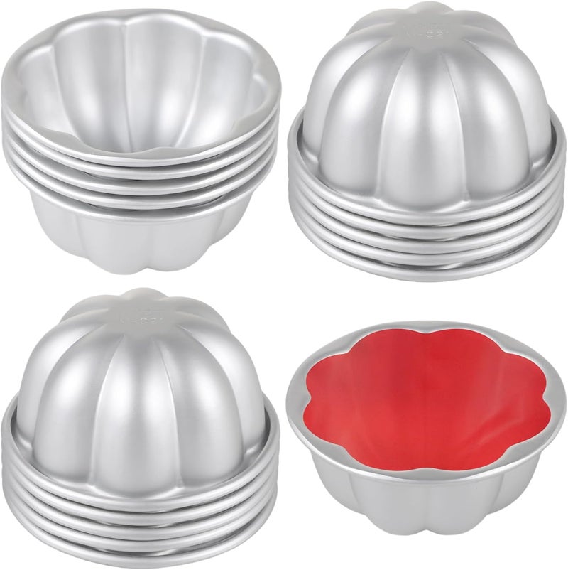 16-Pack Aluminum Alloy Non-Stick Mini Pudding Molds, 3.7 in Fluted Jelly & Muffin Cups for Baking - Image 1