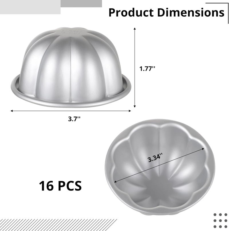 16-Pack Aluminum Alloy Non-Stick Mini Pudding Molds, 3.7 in Fluted Jelly & Muffin Cups for Baking - Image 5