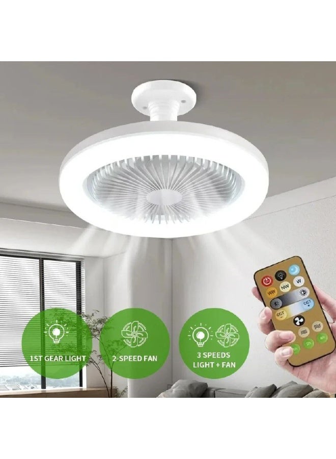Lamp fan with remote control, 3 light colors + 3 fan speed settings - Image 1