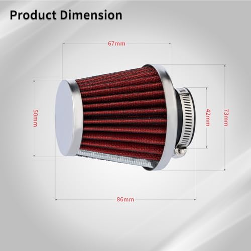 Evermotor Atv Air Filter, 52mm 53mm 54mm Motorcycle Vent Cleaner for 50cc 70cc 90cc 110cc 125cc 150cc Scooter, Quad Bike - Image 4