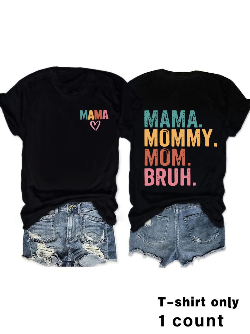Colorful Letter Fashion Loose Casual Short-Sleeved Round Neck T-Shirt For Women - Image 5