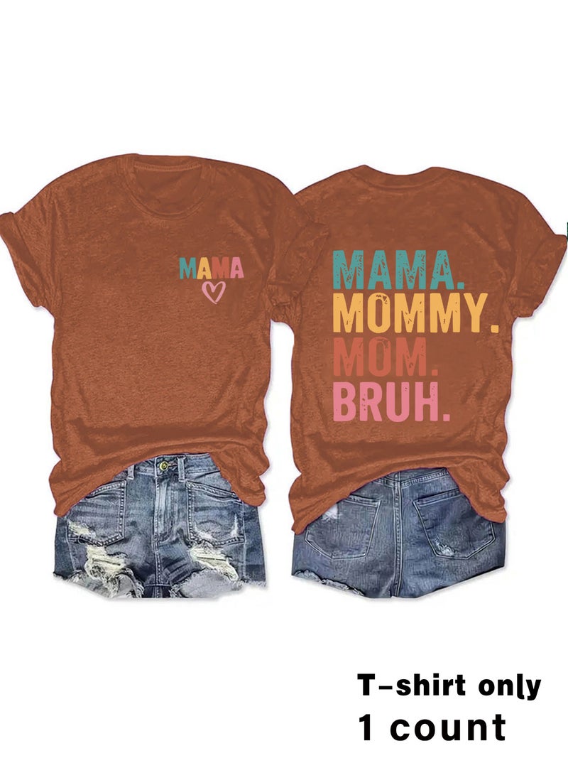 Colorful Letter Fashion Loose Casual Short-Sleeved Round Neck T-Shirt For Women - Image 1