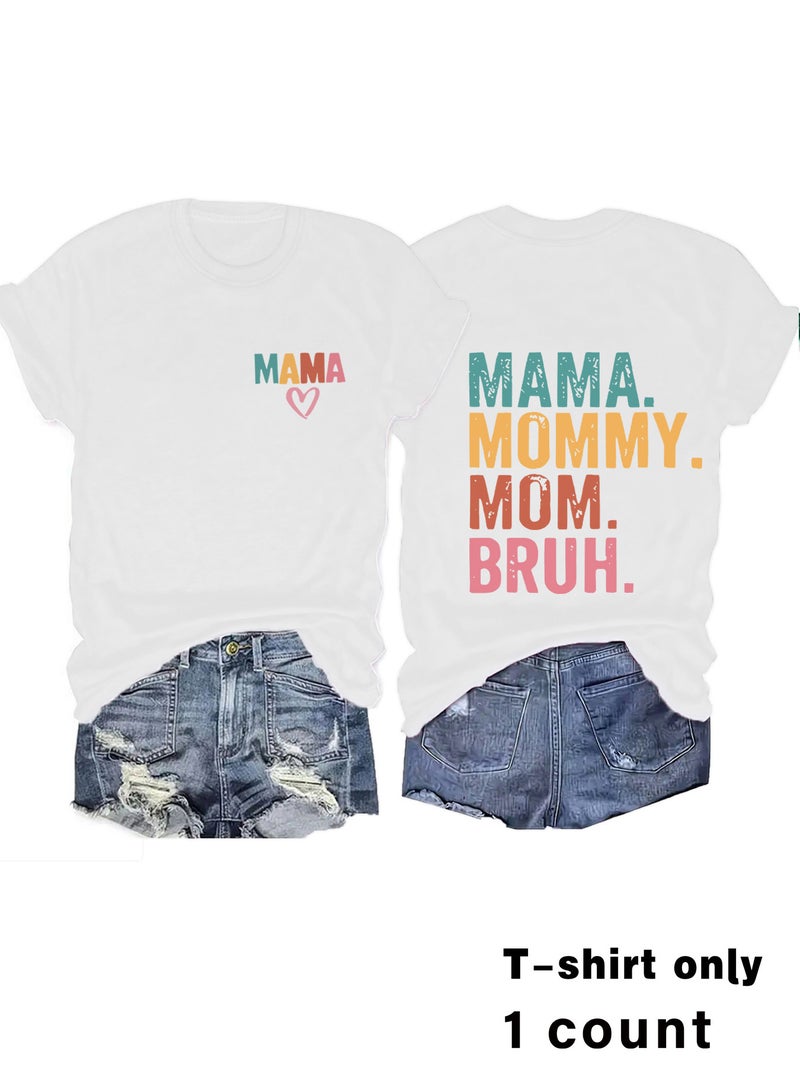 Colorful Letter Fashion Loose Casual Short-Sleeved Round Neck T-Shirt For Women - Image 2