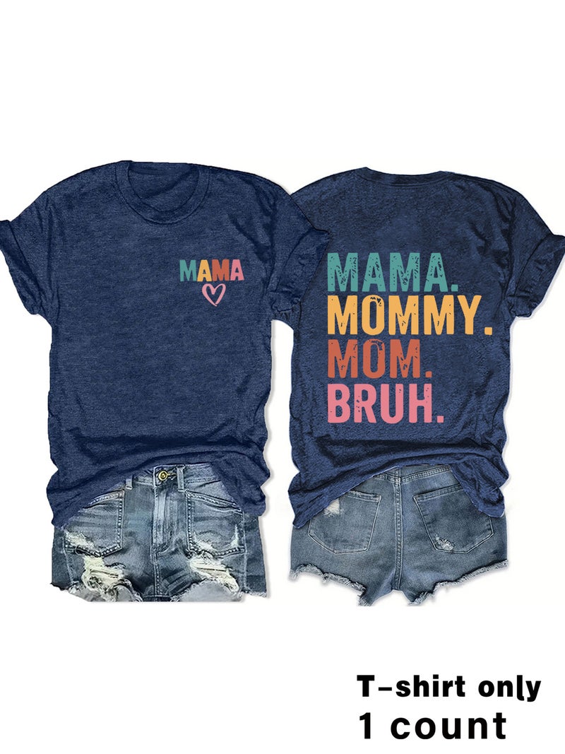 Colorful Letter Fashion Loose Casual Short-Sleeved Round Neck T-Shirt For Women - Image 4