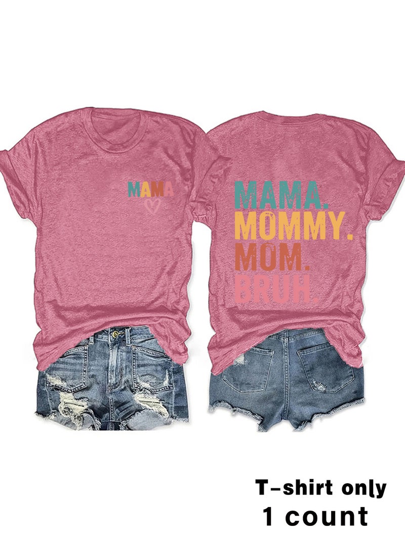 Colorful Letter Fashion Loose Casual Short-Sleeved Round Neck T-Shirt For Women - Image 3