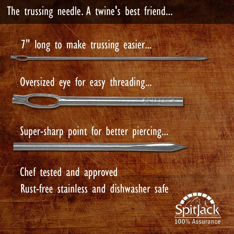 SpitJack Meat Trussing Needle and Butchers Cooking Twine Kit for Sewing Up Whole Hog, Pig, and Roasting Chicken and Turkey. 7 Inch Stainless Steel Needle and 185 Feet of Cotton Kitchen String. - Image 3