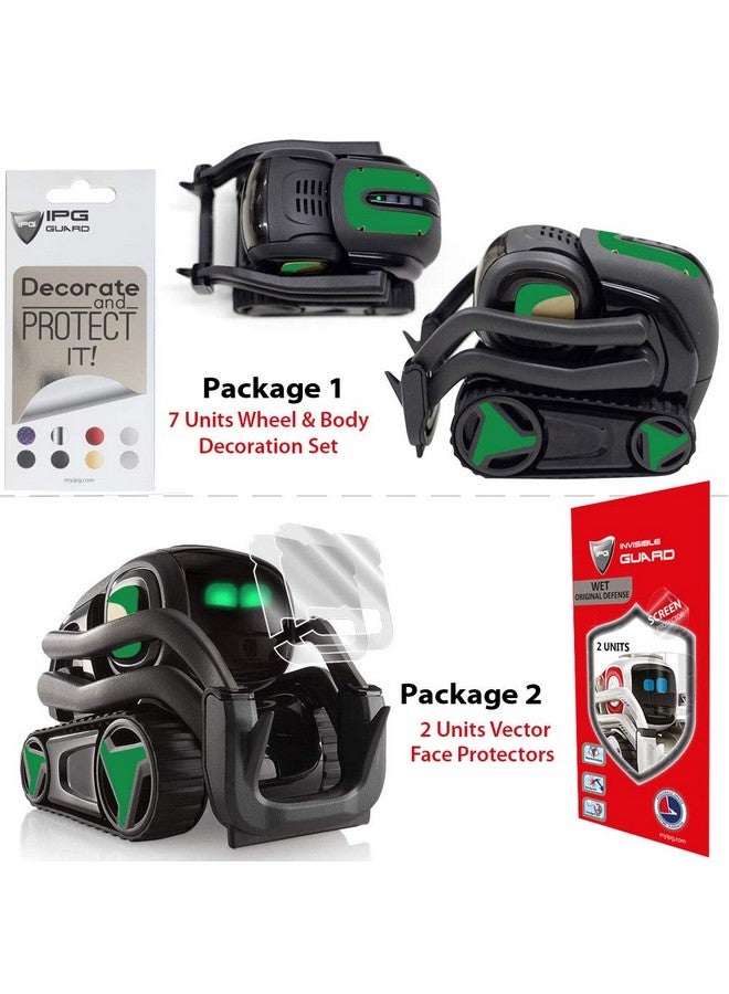 IPG For Vector Robot Face Screen Guard Decoration Kit Include Wheels&Body Set 7 Units Decals+2 Units Screen Protector (Green) - Image 2