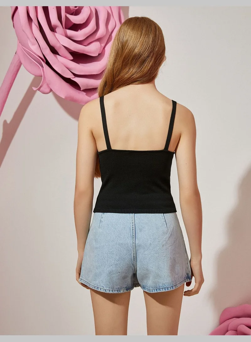 كوتون Knitted Detail Tank Top
