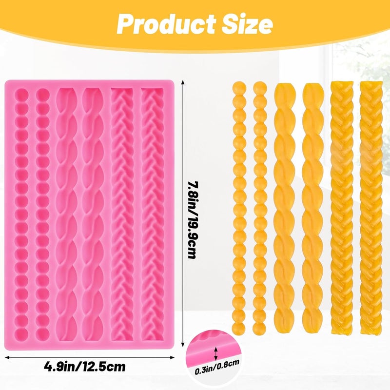 Beasea Silicone Mold for Cake Decorating, Pie Crust Pearl Lace Fondant Diy Baking Tool Pink Border Decoration Sugarcraft Lace Rope Mould for Chocolate Cupcake Candy Pastry Jelly - Image 2