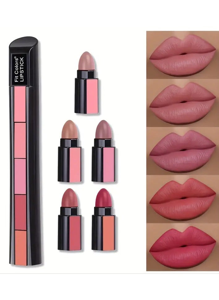 Fit Colors 6 Color Lipstick Set 6 Sections Velvet Revealing Color Nonstick Cup Lip Gloss Pencil Waterproof Velvet Lip Gloss  - Image 1