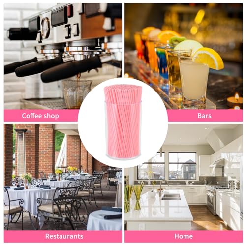 DLUGOPIS 500 Pcs Pink Coffee Stir Sticks Set Coffee Stirrers Holder Acrylic Stir Stick Holder Bar Straws Cocktail Straws Drink Stirrers for Coffee Bar Cocktail Milk Tea Restaurant Home Kitchen Party Supplies - Image 4