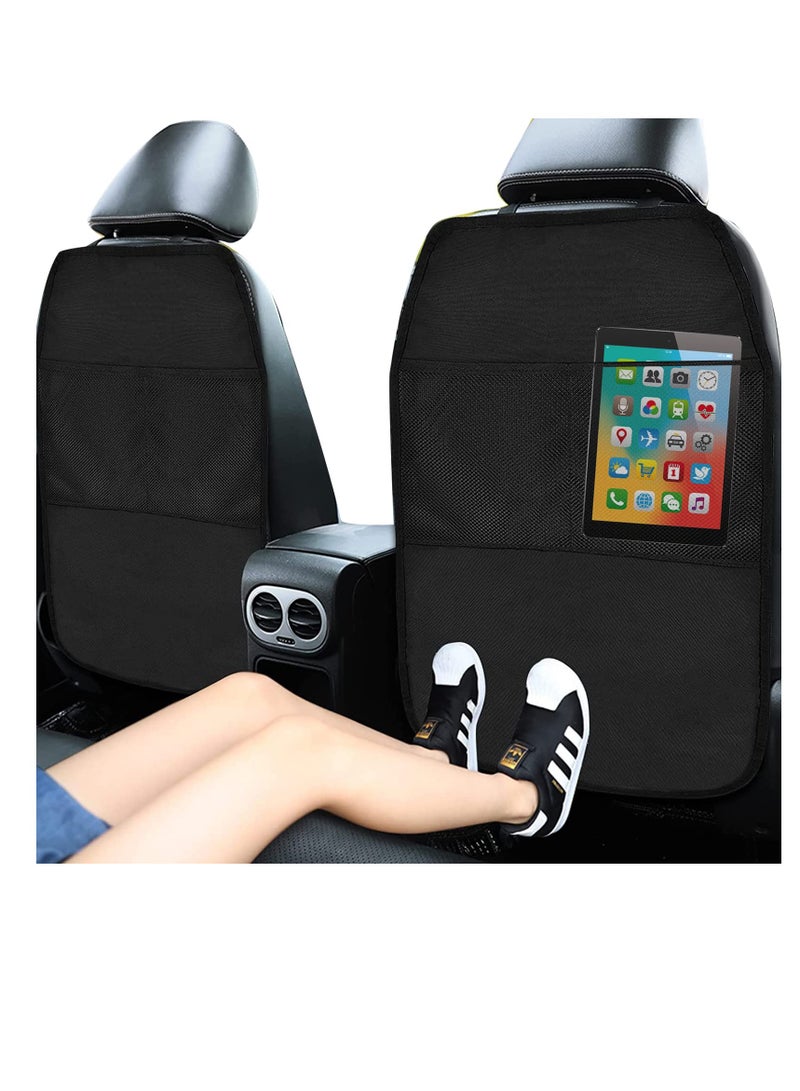 Excefore Car Seat Protector, Two Pieces Car Seat Organizer for Children with Two Pockets, Universal Car Seat Back Protector to Protect Car Seats from Dirt and Damage, Black - Image 3
