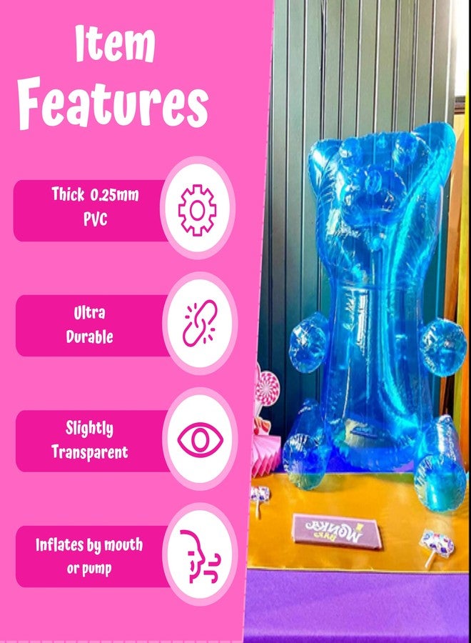 4E's Novelty 2 Inflatable 24 inch Huge Gummy Bears, Candyland Party Decorations for Girls, Birthday Party Favors, Lollipop Two Sweet Theme Birthday Party Supplies, Unique Pool Floaties Toys - Image 5