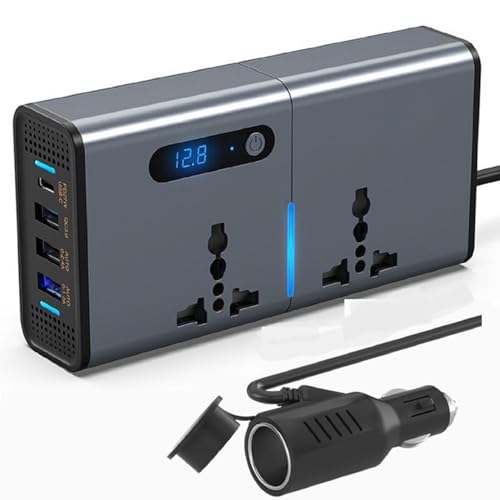 YOURKARTS.COM 200W Car Power Inverter 12V to 220V DC to AC Converter with 2 USB Ports + 2 Type-C + 2 AC Outlets | Portable Car Charger Adapter for Laptop, Mobile, Travel Use - Image 1