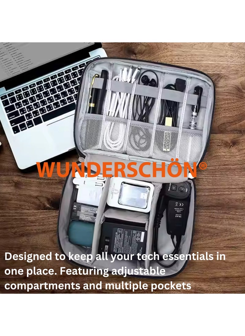 WUNDERSCHÖN - WUNEDRSCHÖN | Organizer Travel Hand Bag with 14 Organizers and Customizable Compartments Suitable For Gadgets Adaptors Chargers Power Bank Charging Cables - Image 1