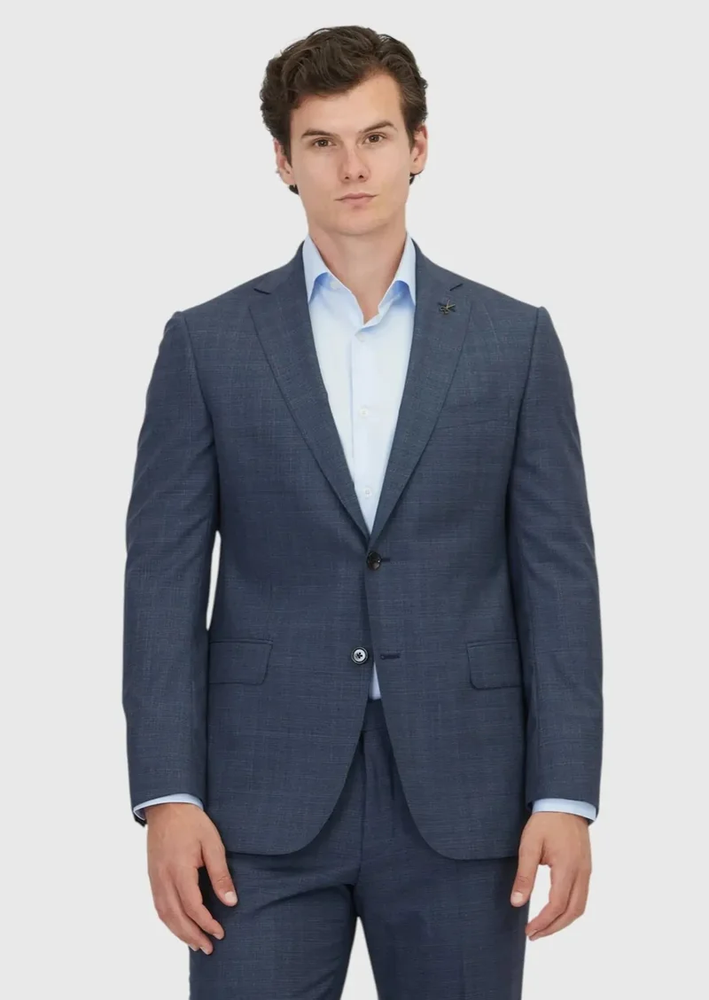 RAMSEY Navy Blue Plain Regular Fit 100% Wool Suit