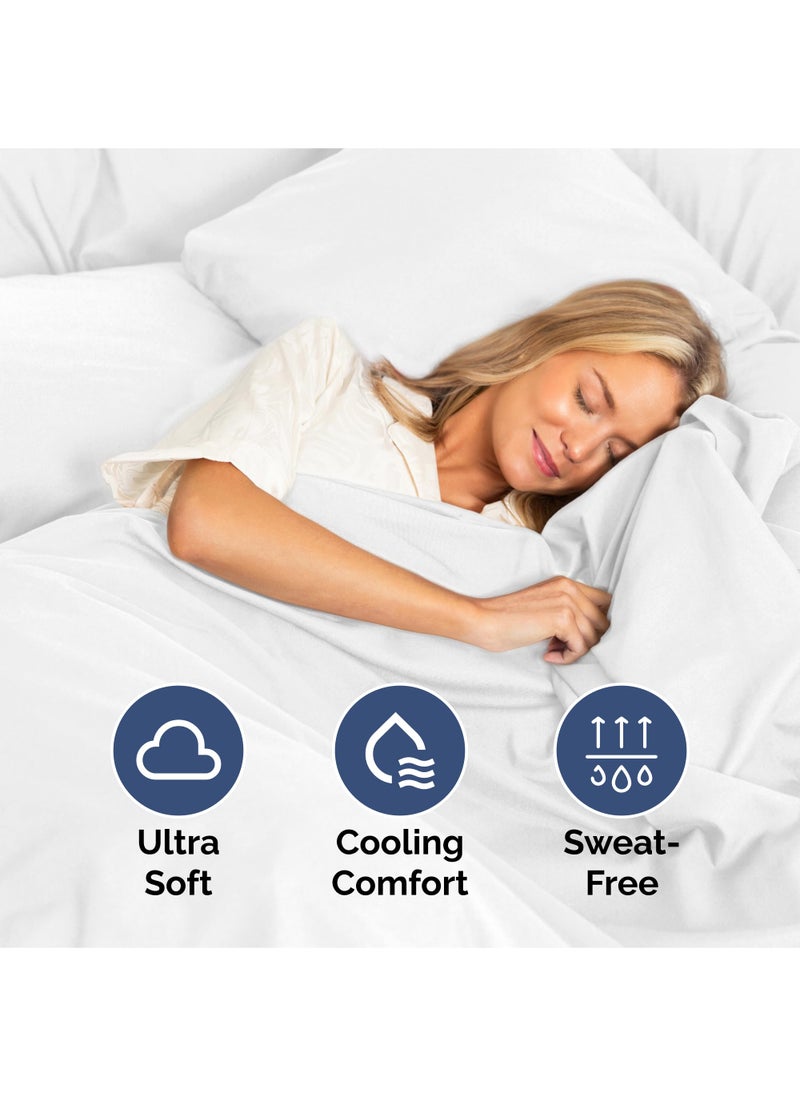 King Size 4 Piece Sheet Set - Extra Soft  Breathable And Cooling Sheets - Hotel Luxury Durable Bed Sheets for Women & Men - Deep Pockets  Easy-Fit & Wrinkle-Free Sheets - Bright White Oeko-Tex Sheets