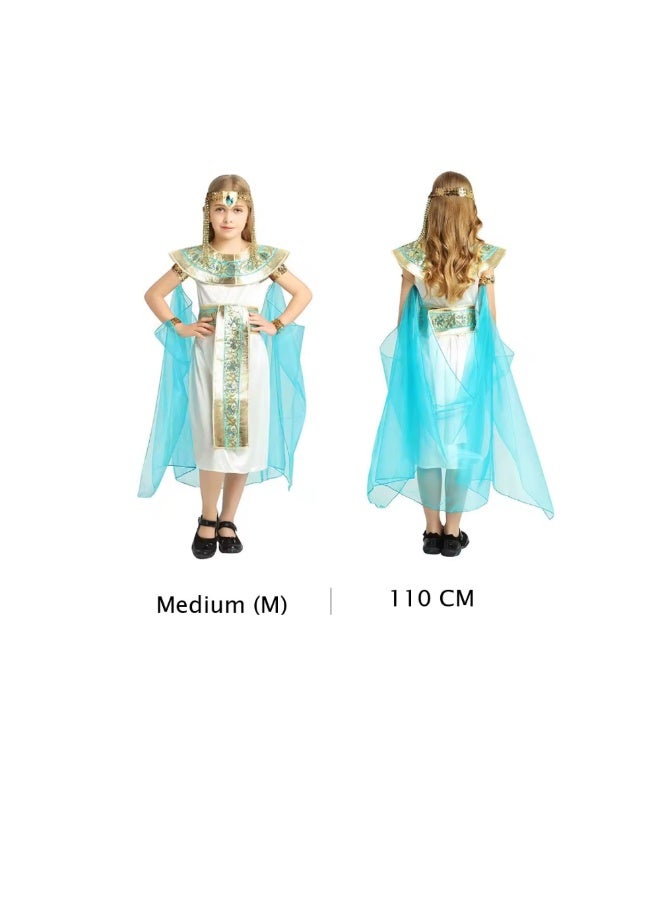 BrainGiggles Egyptian Cleopatra Dress & Accessories Kit Ancient Egyptian Costume Fancy Blue Dress Mardi Gras Masquerade Party Costume for Kids Girls -130cm - Image 5