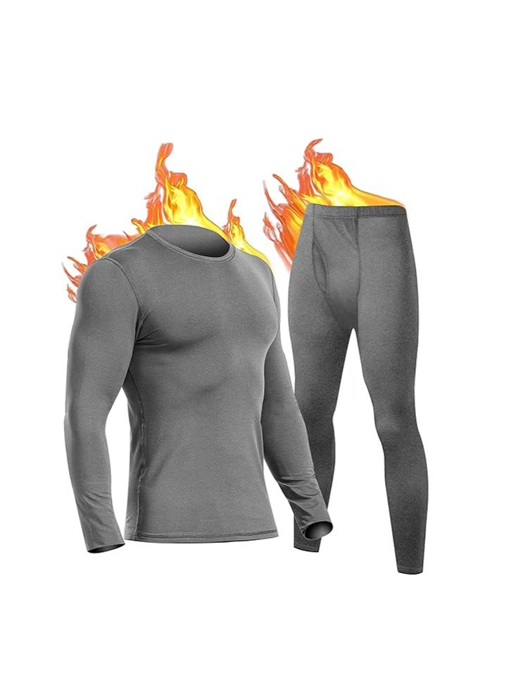 GUDOO Mens Thermal Underwear Set Long Sleeve Tops Long Johns Thermal Base Layer Bottom Fleece Lined Quick Drying XXL - Image 5