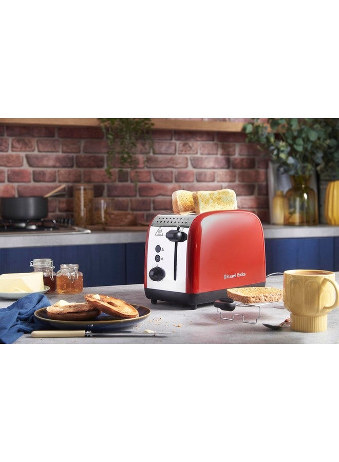 Russell Hobbs Russell Hobbs 2 Slice Toaster Colours Plus | Stainless Steel Red (Extra Wide Toast Slots, Including Bun Attachment, 6 Browning Levels + Defrost Function, Lift & Look Function, 1600W) | 26554-56 - Image 2