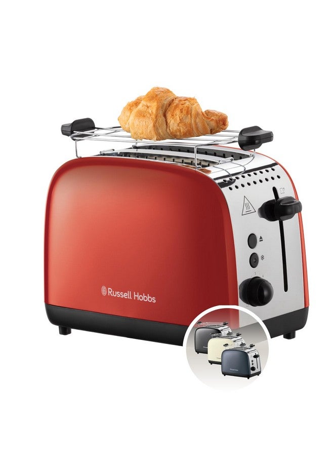 Russell Hobbs Russell Hobbs 2 Slice Toaster Colours Plus | Stainless Steel Red (Extra Wide Toast Slots, Including Bun Attachment, 6 Browning Levels + Defrost Function, Lift & Look Function, 1600W) | 26554-56 - Image 1