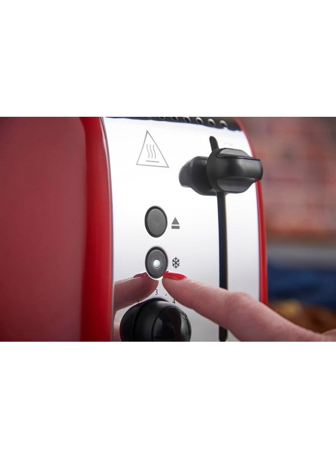 Russell Hobbs Russell Hobbs 2 Slice Toaster Colours Plus | Stainless Steel Red (Extra Wide Toast Slots, Including Bun Attachment, 6 Browning Levels + Defrost Function, Lift & Look Function, 1600W) | 26554-56 - Image 3