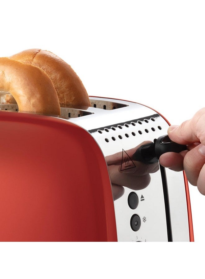 Russell Hobbs Russell Hobbs 2 Slice Toaster Colours Plus | Stainless Steel Red (Extra Wide Toast Slots, Including Bun Attachment, 6 Browning Levels + Defrost Function, Lift & Look Function, 1600W) | 26554-56 - Image 4