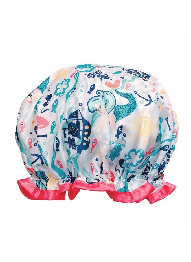 allydrew Reusable Women's Waterproof Shower Caps for Long Hair, Under the Sea  - Image 1
