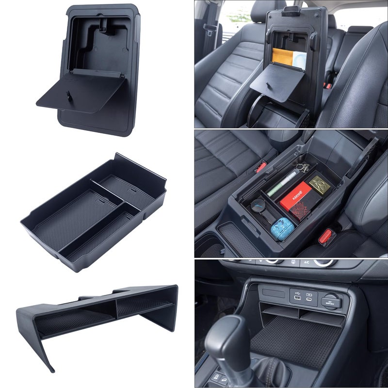 PIMCAR 3-Piece Center Console Organizer Set for 2023-2025 2026 Honda CR-V & CR-V Hybrid - Custom Fit Armrest Tray, Console Tray and Hidden Storage Box, Durable ABS Car Accessories - Image 1