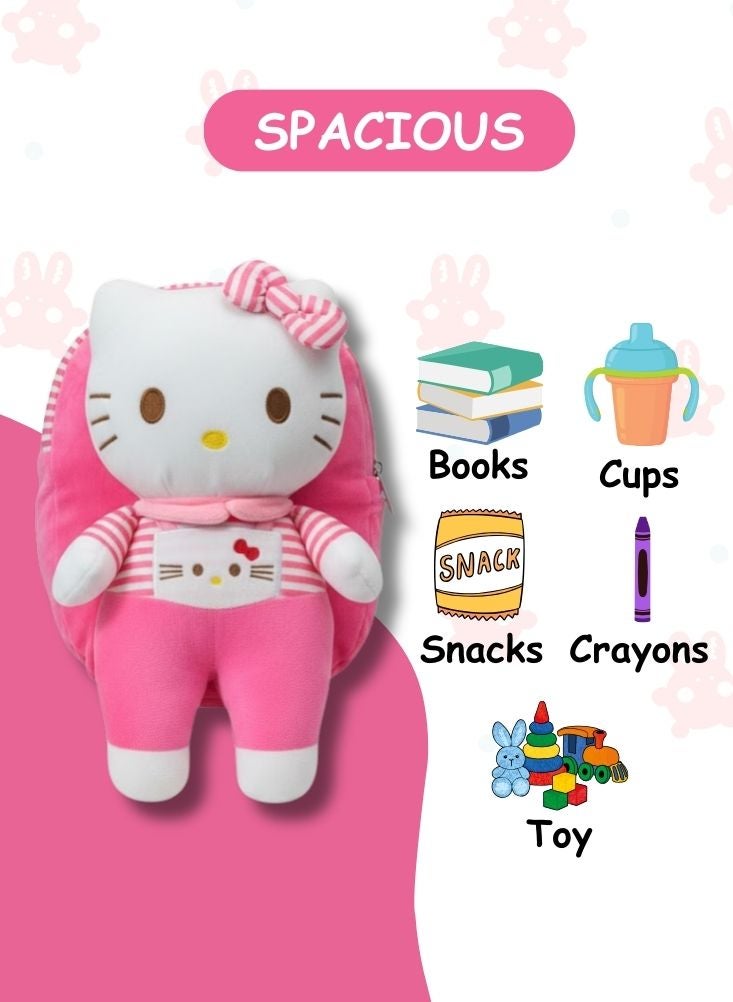 بريميم حقيبة ظهر ثلاثية الأبعاد من القطيفة بتصميم هيلو كيتي للأطفال - حقيبة مدرسية ناعمة بتصميم كرتوني كلاسيكي من سانريو باللون الوردي - Image 4