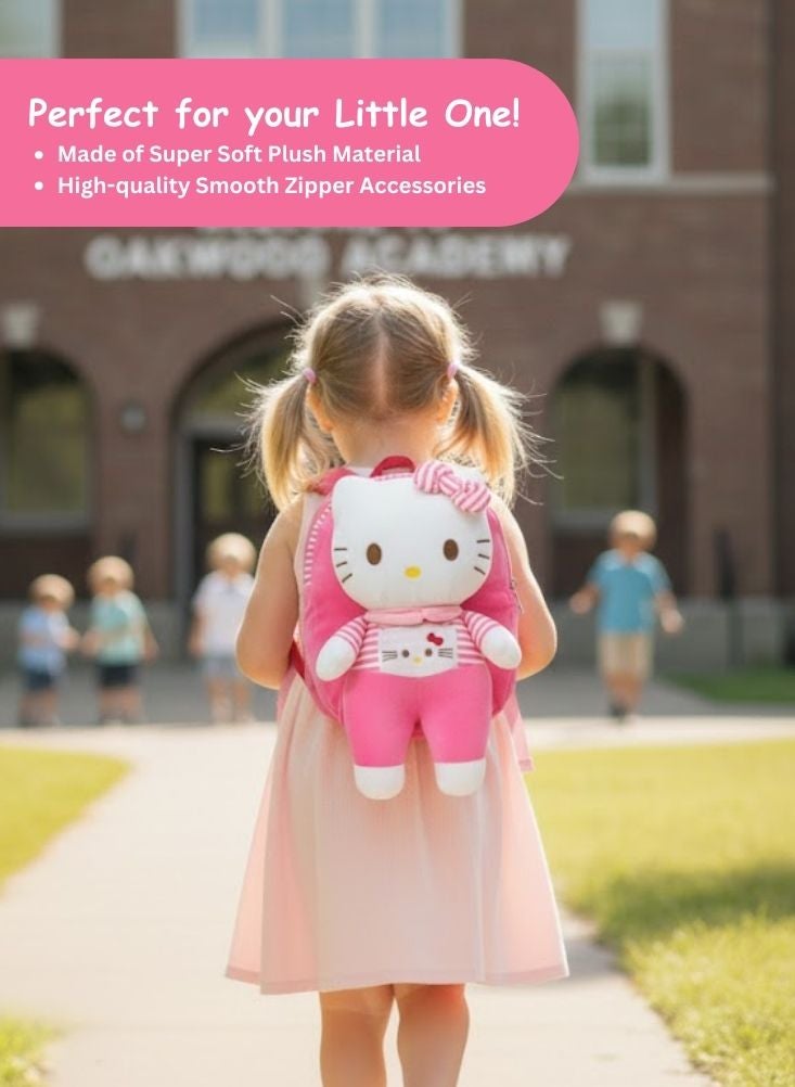 بريميم حقيبة ظهر ثلاثية الأبعاد من القطيفة بتصميم هيلو كيتي للأطفال - حقيبة مدرسية ناعمة بتصميم كرتوني كلاسيكي من سانريو باللون الوردي - Image 3