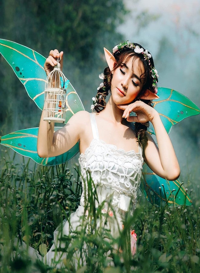 RechicGu 4 Pairs Elf Ear Cuffs Cosplay Fairy Pixie Elven Earrings Filigree Ear Wrap Tips Wings Tassel Chain Ear Clips Halloween Costume Anime Party Dress Up Masquerade Vampire Pageants Golden Color - Image 2