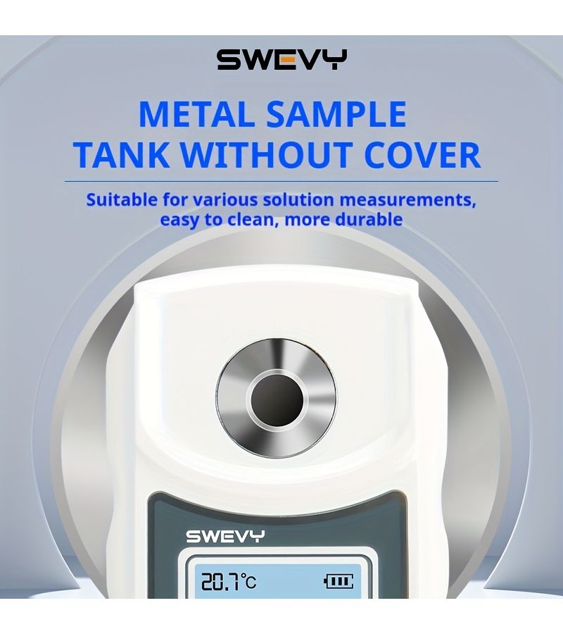 SWEVY Portable Brix Refractometer 0 36 Percent Brix Range LCD Digital Display Intelligent Fruit Sweetness Analysis Meter For Measuring Brix Refractive Index Temperature With One Key Clear Function Dual - Image 4