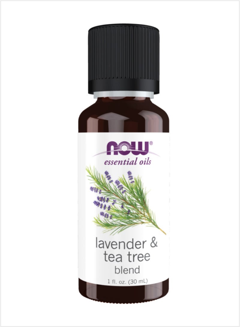 NOW Lavender & Tea Tree Essential Oil Blend - Calming & Cleansing, 30ml