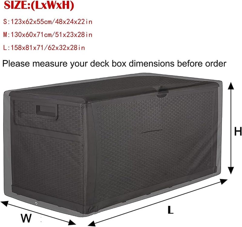 Skyour Patio Deck Box Cover Skyour Heavy Duty 420D Oxford 100% Waterproof Bench Outdoor Storage Deck Boxes Covers Garden Furniture Table Ottoman Dust Cover (L: 62x32x28in, Black) - Image 3