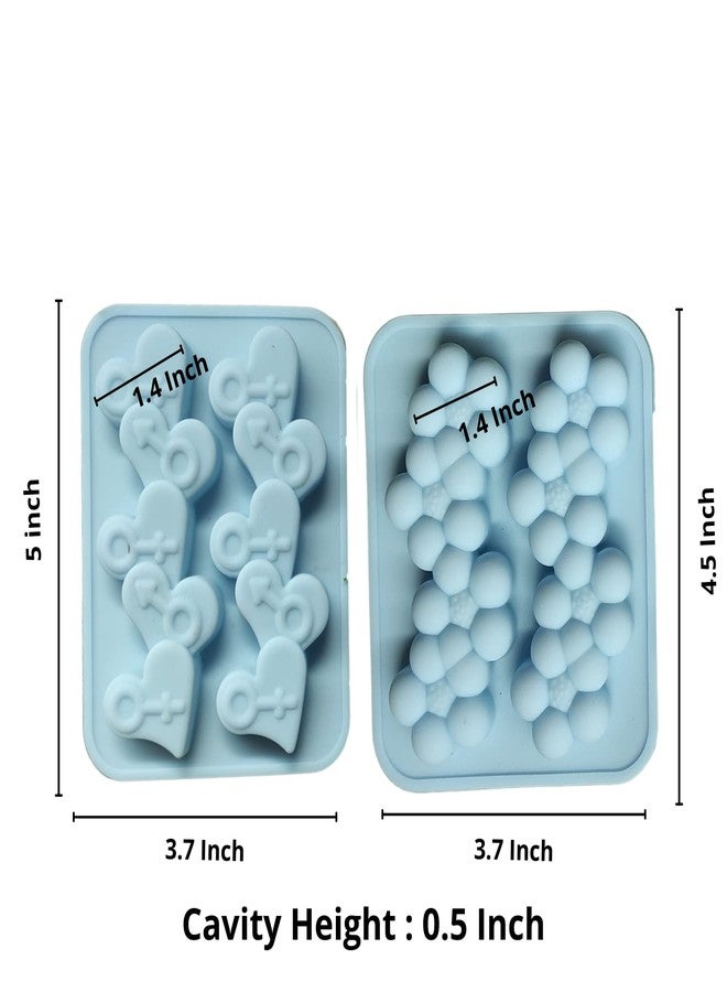 Undy 2 Cavity Bubble Flower Shape Candle Mould, Heart Key Candle Mould for Candle Making Multi-Purpose Silicone Mould for Chocolate Resin soap (4.5 x 3.7 x 0.5 Inch) Pack of 2 - Image 2