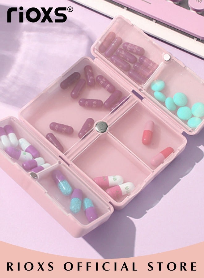 ريوكس 2 قطع منظم الدواء اليومي 7 مقصورة المحمولة حبوب منع الحمل مربع السفر الدواء المنظم لحبوب منع الحمل الفيتامينات مكملات زيت السمك - Image 2