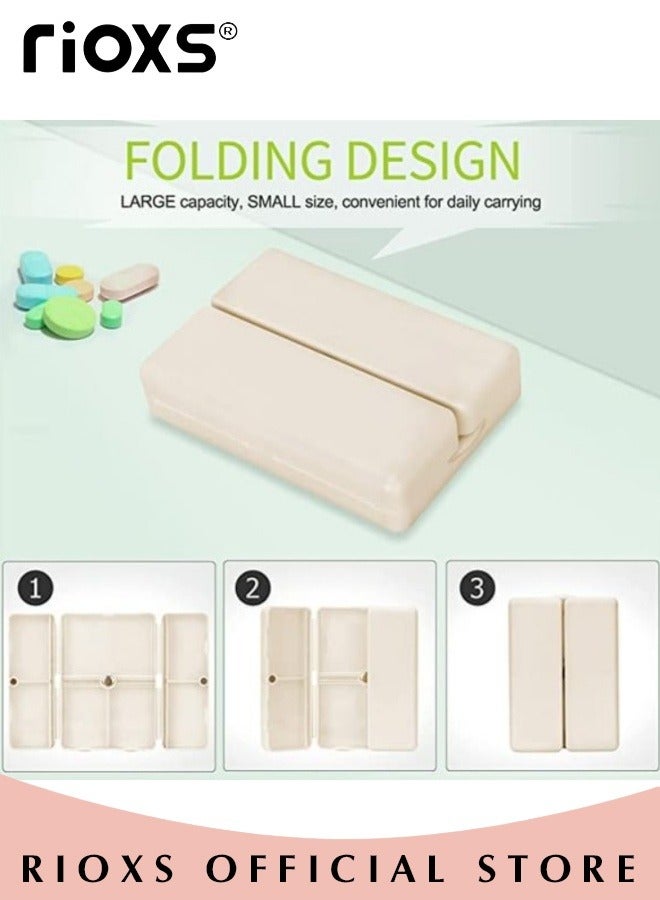 ريوكس 2 قطع منظم الدواء اليومي 7 مقصورة المحمولة حبوب منع الحمل مربع السفر الدواء المنظم لحبوب منع الحمل الفيتامينات مكملات زيت السمك - Image 5