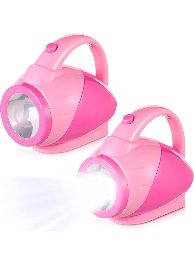 promass Kids Flashlight Glow in Dark Toddler Flash Light Easy Grip Handle Lightweight for Reading Camping Hiking Outdoor Activities Games Nature Exploration Pink 2PCS - Image 1