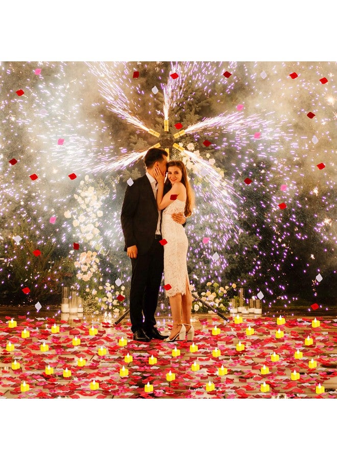 Coume 6000 Pieces Artificial Rose Petal with 72 Pieces Romantic Heart Led Candle Flameless Love Led Tealight Candle for Romantic Night Anniversary Table Decor(Cute White Light) - Image 3