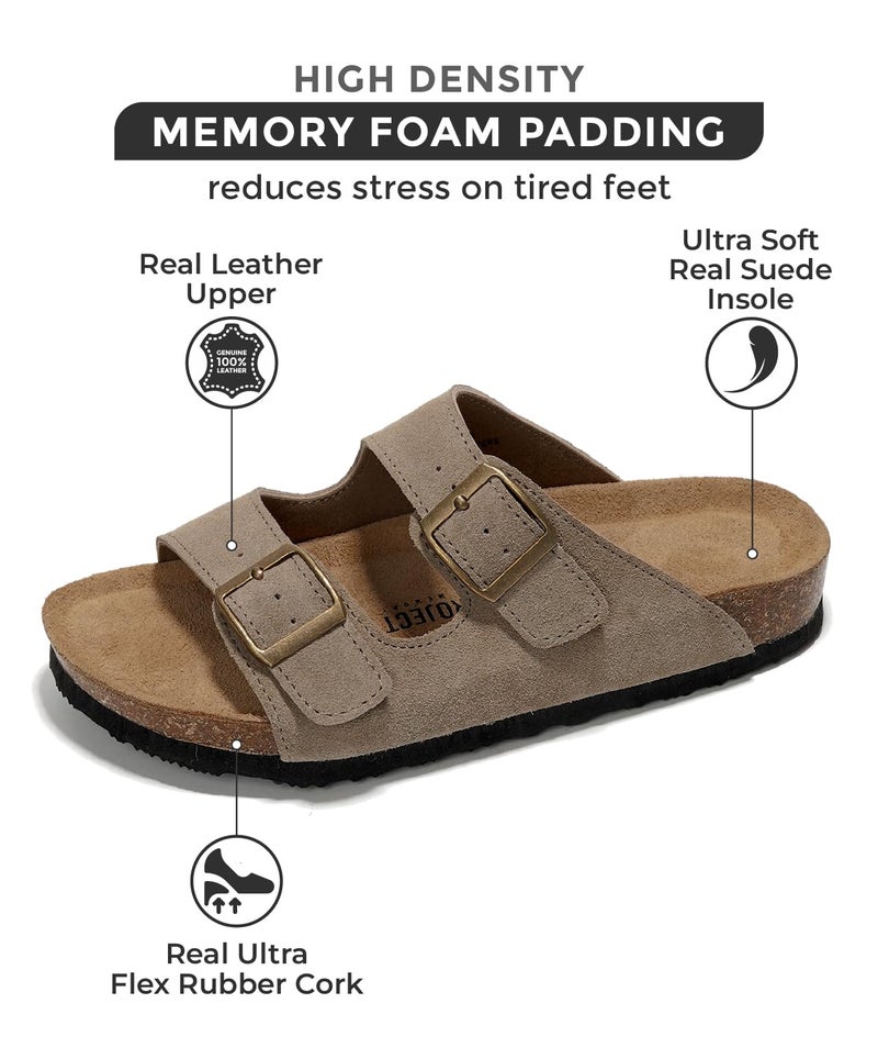 Project Cloud Genuine Leather Flat Sandals Women 2025 Beach Essentials Womens Sandals Memory Foam Vacation Essentials Slides for Women Footwear (Venita, taupsu, 5.5) - Image 2