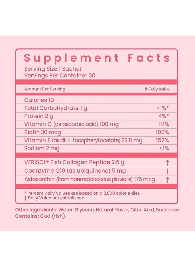 Beme Beradiant Hydrolyzed Liquid Collagen Shot ; Joint Skin Nail & Hair Support In Convenient Sachet ; 2500Mg Hydrolyzed Fish Collagen Peptides + Coq10 + Vitamin C ; 30 Day Supply - Image 5