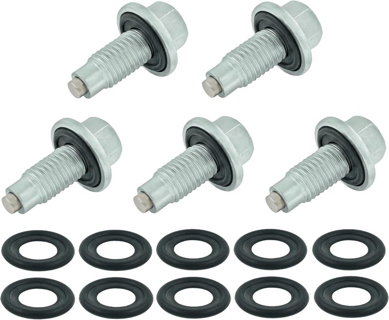 Dsnaduo دسنا دو 5 قطع M12x1.75MM قابس تصريف الزيت المغناطيسي مع 10 قطع من الحشوات لبيوك كاديلاك شيفروليه جي إم سي لينكولن فورد - Image 1