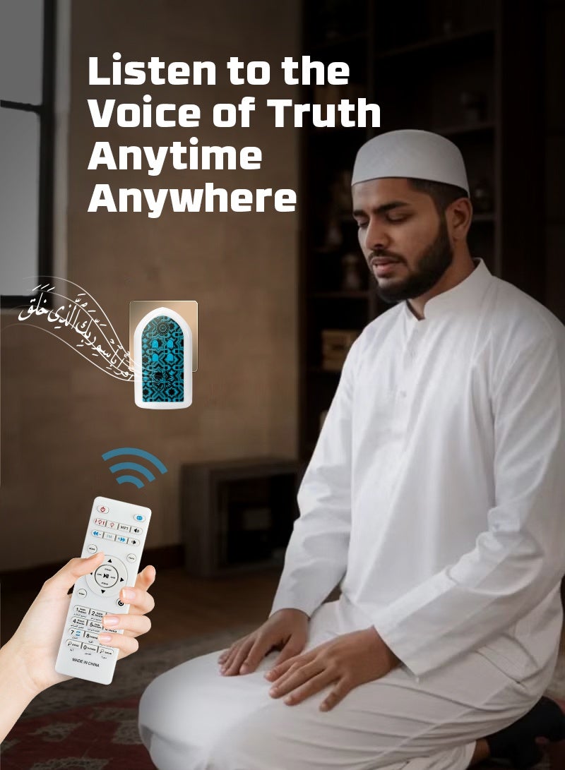 BESTIS Mini Wall Plug Quran Speaker with Light Wall Koran Reciter Ramadan Pray Essential Gift Blue 13*7*3cm - Image 3
