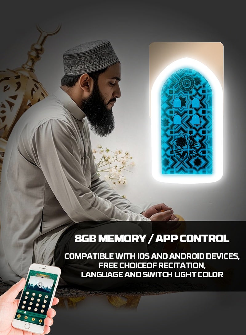 BESTIS Mini Wall Plug Quran Speaker with Light Wall Koran Reciter Ramadan Pray Essential Gift Blue 13*7*3cm - Image 5